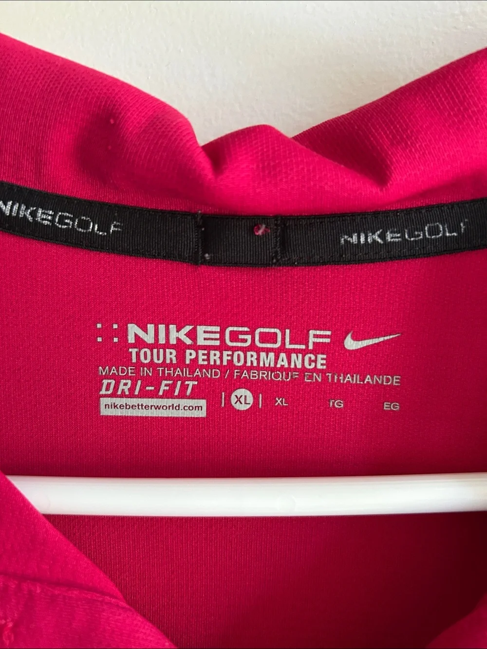 Nike Men’s Polo Shirt - Hot Pink with Black Accents